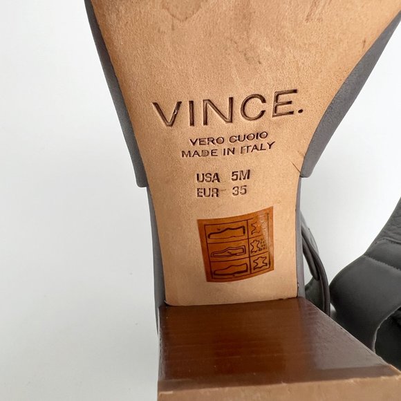VINCE Faye Open Peep Toe Leather Bootie High Chunky Block Heel Sandal Wrap Boots - Picture 11 of 13